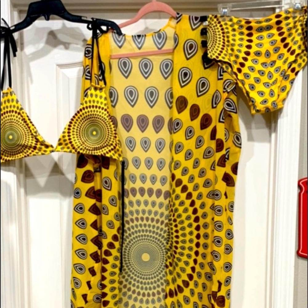NWT 2pc high-waist bikini set with cover-up.